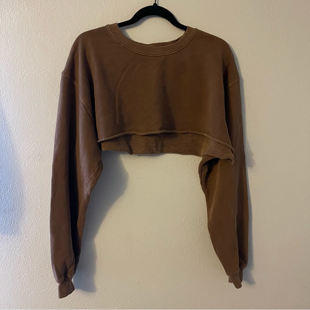 Joah Brown Brown Cropped Off-the-Shoulder Sweater